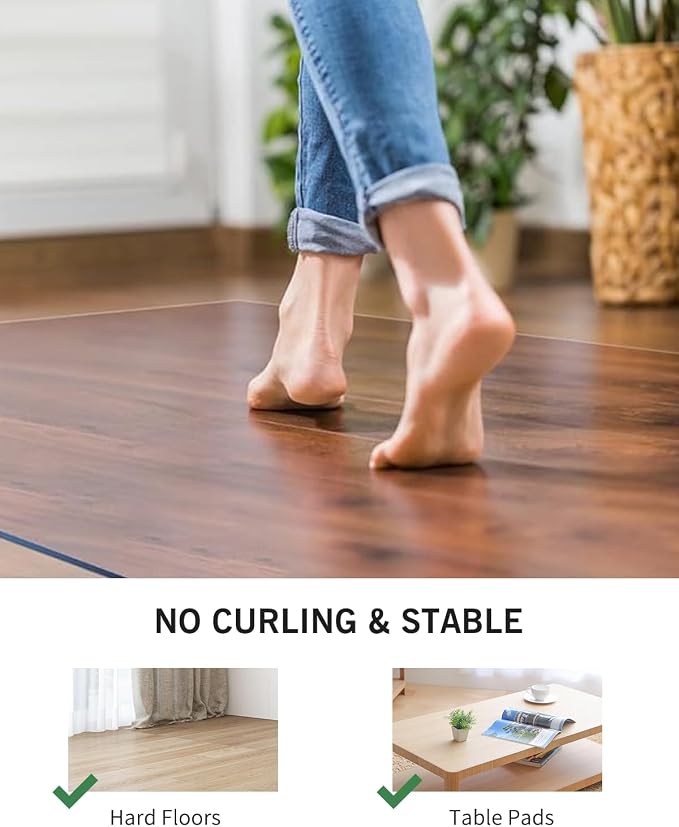 Clear Floor Mat for Home, 5'×8' Large Non-Slip Plastic Rug for Under Kitchen Table, Durable Waterproof Vinyl Area Mat for Spills, Dog Accident, Anti-Scratch Floor Protector for Dining Room