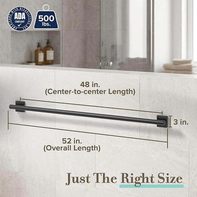 Elevate 48" L Grab Bar, Matte Black