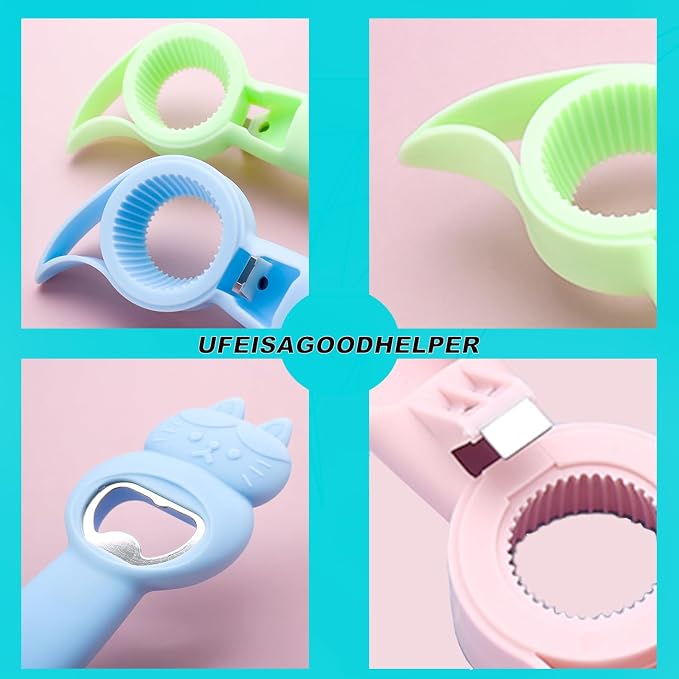4-in-1 Multi Function Can Opener and Bottle Opener Set, Kitchen Tool for Jars and Bottles, Arthritis Friendly, 2 Pack (2)