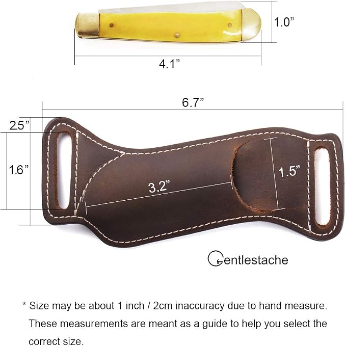 Gentlestache Leather Knife Sheaths for Belt, Knife Holster, Pocket Knife Sheath, EDC Leather Sheath for Folding Knife Carrier