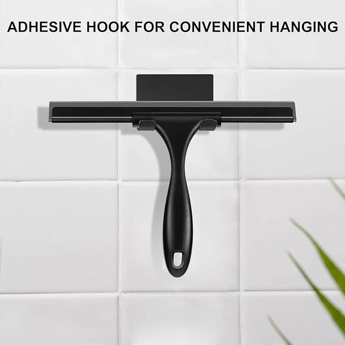 SetSail Squeegee for Shower Glass Door Stainless Steel Shower Squeegee for Glass Doors All-Purpose Window Squeegee for Tile Shower Walls, Sink, Mirror, Bathroom, Car Window Cleaning 10 Inches, Balck