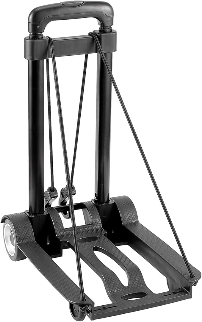 HOZEON Folding Hand Truck, 55 Lbs 25 KG Heavy Duty Solid Construction Utility Cart with 2 Wheels Bonus Bungee Cord,Lightweight Compact Portable Fold Up Dolly for Luggage, Travel, Black
