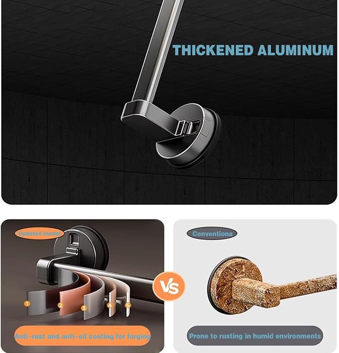 Suction Grab Bars for Showers，Bathroom Shower Grab Bar, Suction Cup Mount, Removable Shower Grab Bar, Suction Cup Grab Bar No Drilling Required, Gray