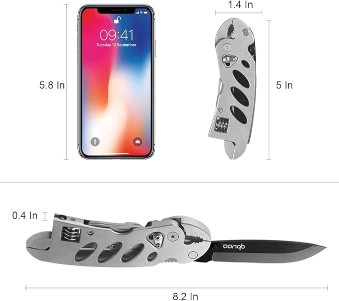 Multitool Wrench With 7 Tools/Pliers/Wire Cutter/Flat Screwdriver/Phillips Screwdriver/Portable Folding Multifunctional Adjustable Multi Purpose Stainless Steel Tool