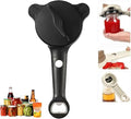 4-in-1 Jar Opener for Seniors, Easy Grip Adjustable Lid Opener for Weak Hands, Multi Function Bottle & Jar Opener, Kitchen Tool for Opening Tight Lids and Caps (Black)