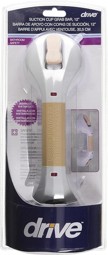 Drive Medical Suction Cup Grab Bar, White and Beige, 12 Inch