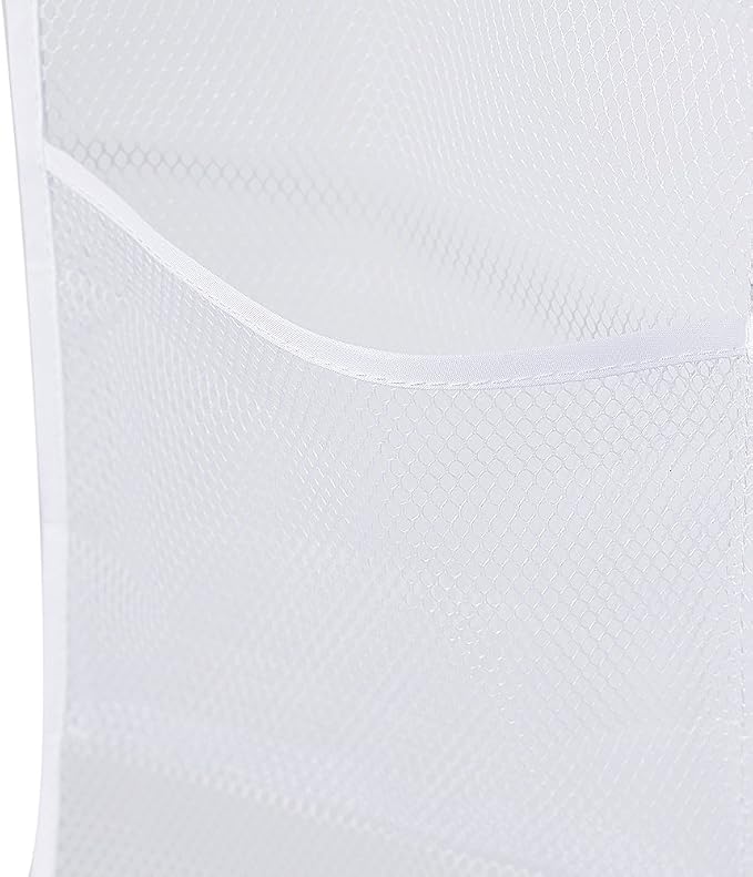 ALYER 6 Storage Pockets Hanging Mesh Shower Caddy,Space Saving Bathroom Accessories and Quick Dry Bath Organizer with Hanger,White