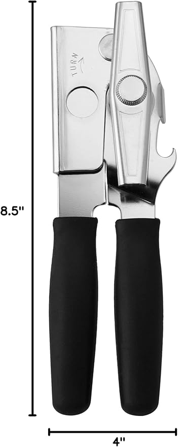 Swing-A-Way Comfort Comfort Grip Can Opener - All-Steel Construction, Smooth - Easy to Use, High-Carbon Cutting Wheel, Integrated Bottle Opener, Easy to Clean, Ideal for Arthritis and Seniors (Black)