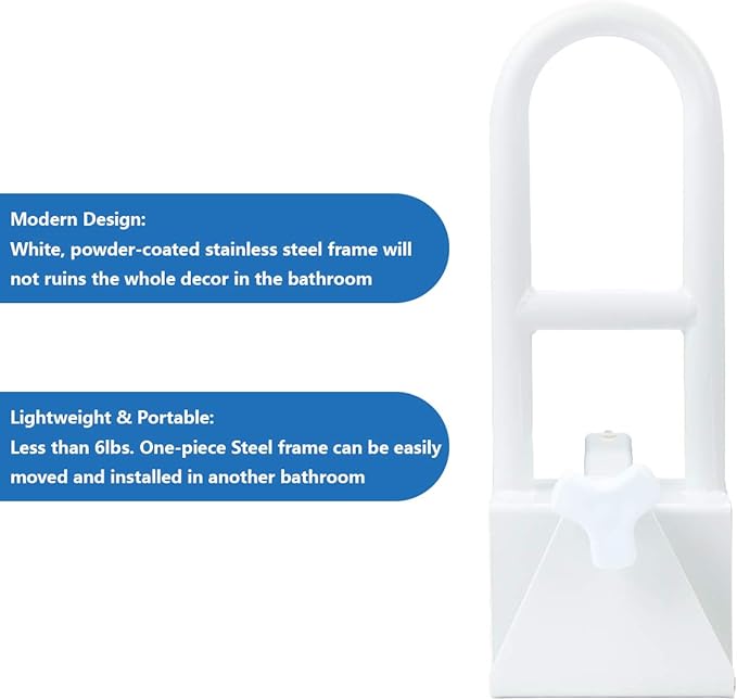 Butizone Bathtub Safety Rail, Medical Adjustable Tub Grab Bar Handle Clamp Safety Handrail Support for Seniors and Elderly