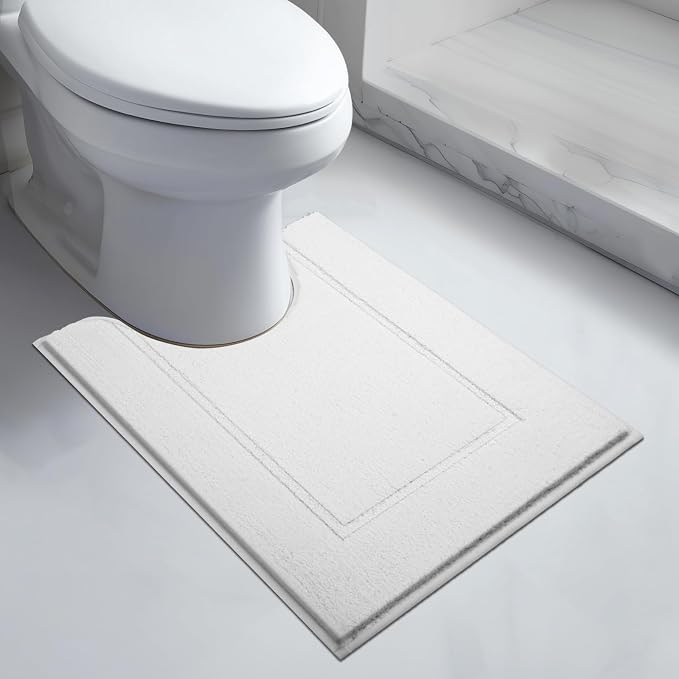 anllugs Bathroom Rugs U-Shaped 20" x 24", Non-Slip Extra Soft Absorbent Bath Rugs, Machine Washable Quick Dry Bath Mats for Toilet Base, White