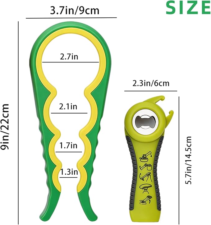 Jar Opener for Seniors with Arthritis,Jar Opener for Weak Hands,5-in-1 Bottle Opener,4-in-1 Can Opener