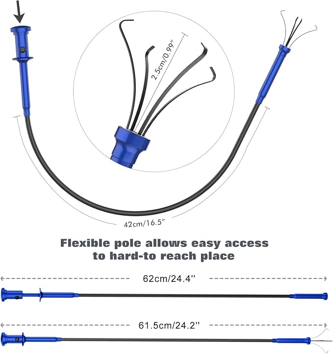 Housolution Grabber Tool Magnetic Four-claw Picker, Bendable Hose Reacher Pickup Sweeper with LED Lights, Flexible Long Handy Reaching Assist Tool for Litter Pick/Home Sink/Drain, Grabber Reacher Tool