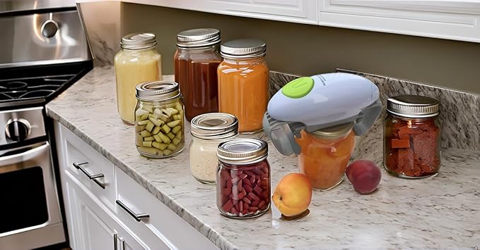 Electric Jar Opener, Jar opener, Automatic Jar Opener, Automatic Jar Opener for seniors with arthritis, fits almost all lid sizes, Not applicable to plastic jars(white)