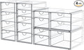 caktraie Makeup Organizer Storage With 16 Drawers, 4 Pcs Desktop Office Supplies, Desk Organizers, Clear Accessories, Dustproof Storage Drawer and for Make Up, Jewelry, Pen, Stationary