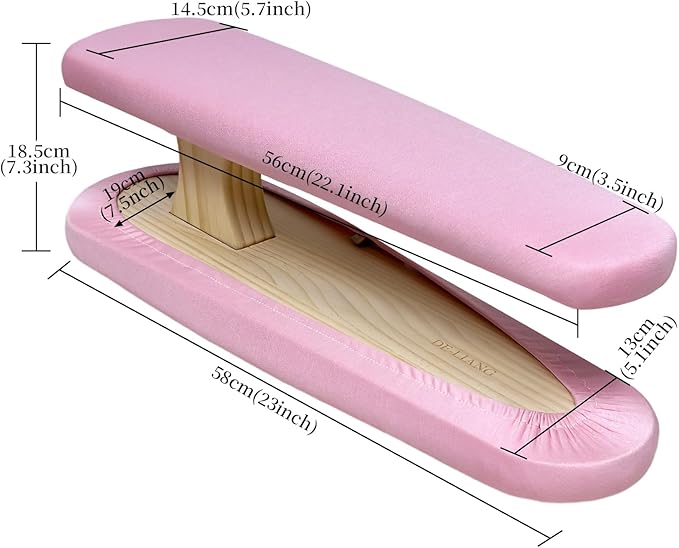 Tailor Sleeve Ironing Board, Two-Sided Cotton Padded Tailor's Ironing Stool with Removable Cover, Professional Garment Pressing Aide, Pink