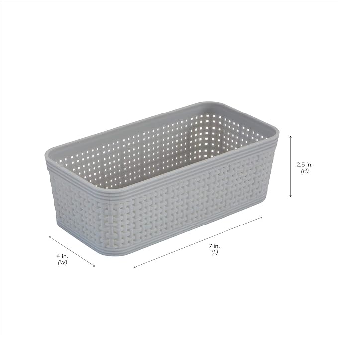 Simplify 10 Piece Organizing Set | Multiple Size Bins | Multipurpose | Office | Desk | Dorm | Bathroom | Storage Basket | Small Items | Accessories | Grey