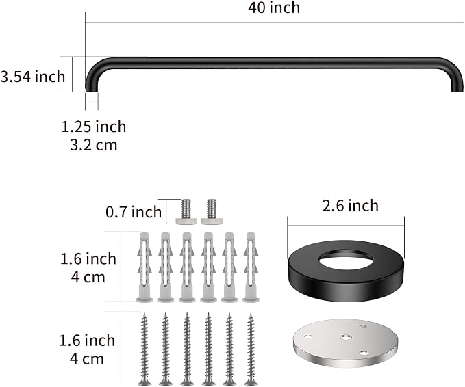 2 Pack 40 Inch Black Shower Grab Bars, ZUEXT Stainless Steel Bathroom Wall Grab Bar Handle, Shower Balance Bar, Safety Hand Rail Support,Handicap Elderly Senior Assist Bath Grab Handle(1.25" Diameter)