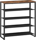 HOOBRO Shoe Rack, 5 Tier Shoe Storage Organizer with 4 Oxford Fabric Shelves and Top Panel, Holds 16-20 Pairs of Shoes, for Entryway and Closet, Industrial, Rustic Brown BF50XJ01
