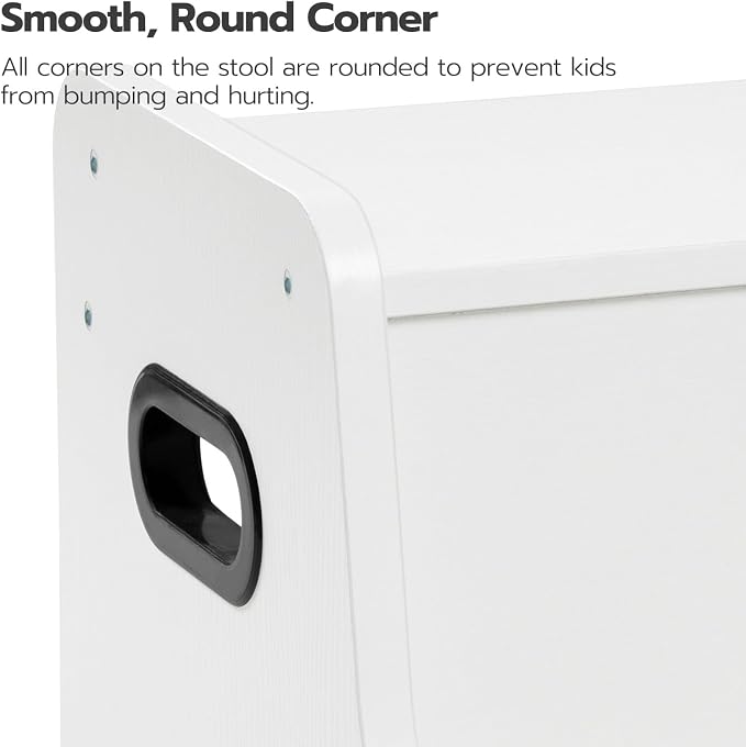 HOOBRO Step Stool for Kids, Two Step Toddler's Stool, Kids Potty Training Stool with Handles, Non-Slip Pads for Safety, Easy to Move, for Sink, Bathroom, Bedroom, White WT01JD01G3