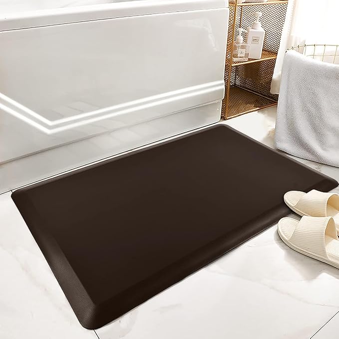Art3d Anti Fatigue Mat - 1/2 Inch Cushioned Kitchen Mats - Comfort & Non Slip Cushion for Standing Desk, Office or Garage Floor (17.3"x28", Chocolate)