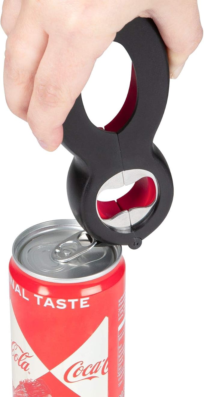 Westmark Multi-Opener, Rubberised Inner Surface, 14 x 6 cm, Stainless Steel/Plastic, Black/red, 10552270