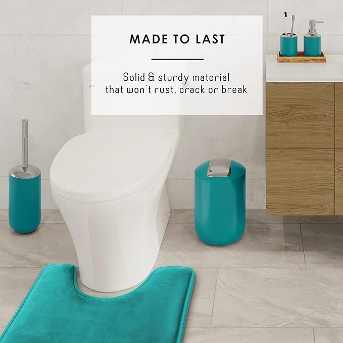 Clara Clark Bathroom Set - Teal Bathroom Accessories Set, Bathroom Sets with Shower Curtain and Rugs, 23PC Shower Curtain Set with Liner, Soap Dispenser, Soap Dish, Toilet Brush Holder, and Trash Can