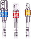 CIGOTU Impact Grade Socket Adapter/Extension Set Turns Power Drill Into High Speed Nut Driver,1/4-Inch Hex Shank to Drive for Adapters to Use with Drill Chucks, Sizes 1/4" 3/8" 1/2", Cr-V, 3-Piece