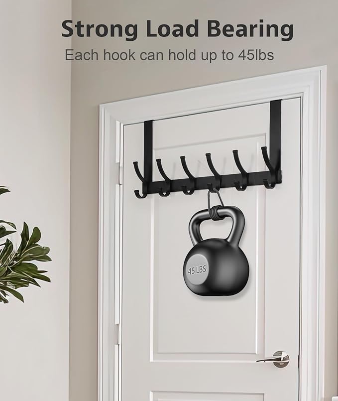 Optish Over The Door Hooks, Door Hanger Hooks for Hanging, Over The Door Towel Racks for Bathroom, Coat Rack Door Towel Hanger Towel Hooks (2Pack, Black)