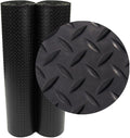 Rubber-Cal Diamond-Plate Rubber Flooring Roll - 3 mm x 4 ft x 7 ft Roll - Black