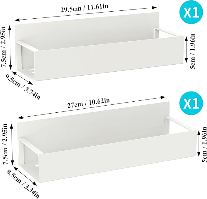 HuggieGems 2 Pack Magnetic Spice Storage Rack Organizer for Refrigerator and Oven, Cream White Fridge Organizers and Storage