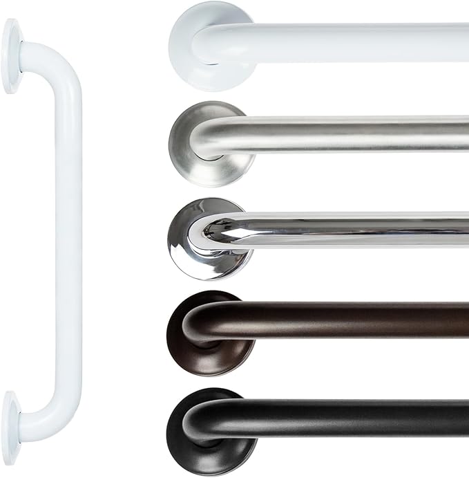 Vive Grab Bar for Showers - Bathroom Antislip Handrail for Seniors, Elderly Assistance Product, Heavy Duty Shower Handles, Handicap Grab Bars, Stainless Steel, Multipurpose, 440 lbs (White)