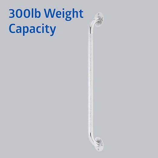 Medline Knurled Chrome 24” Grab Bar for Shower & Bathtub, Independence & Ease of Movement — for Elderly, Handicapped or Seniors, 300 lb. Capacity, 1 Bar