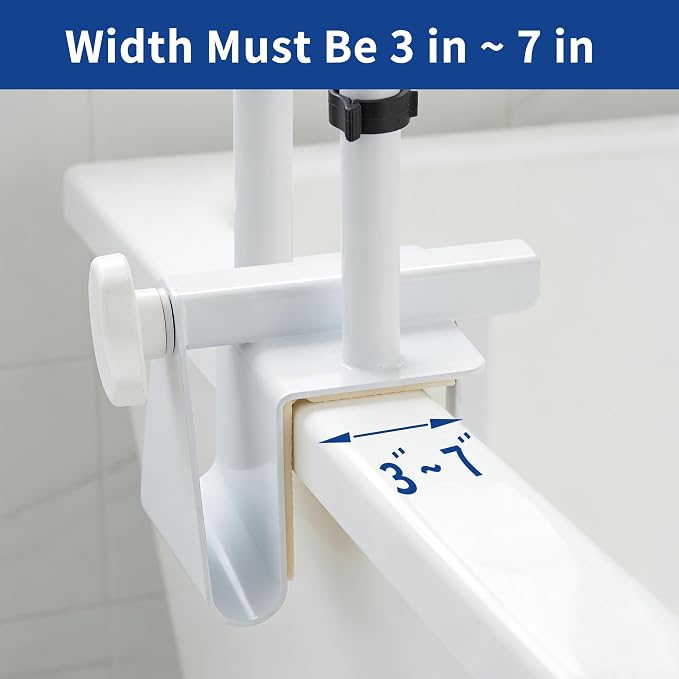 Adjustable Bathtub Grab Bar for Seniors - 3-Level Height Adjustment (13.7"-15.7"), Fits Tub Walls 3"-7", Safety Rail for Elderly & Disabled, Non-Slip Handle for Bathtub,Supports 300 lbs