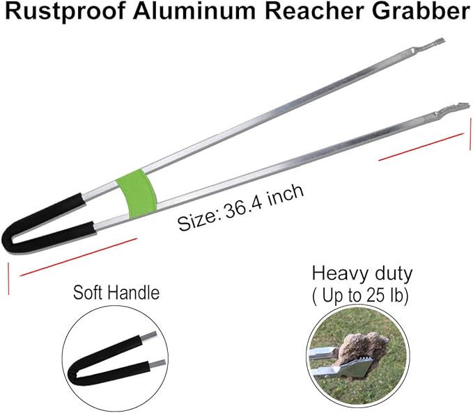 Reacher Grabber Tool,Litter Pick Up Stick Lightweight Aluminium Rustproof,Trash Tong,Reaching Assist Tool for Elderly,Garden Nabber Plogging