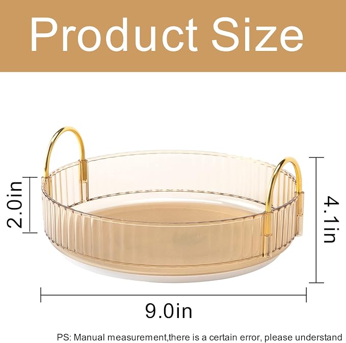INVSSENE 360° Rotating Makeup Organizer, Bathroom Make Up Spinning Holder Rack, Large Capacity Cosmetics Storage Vanity Shelf Countertop, Fits Cosmetics, Perfume, Skincare, Lipsticks(1 Tier, Yellow)
