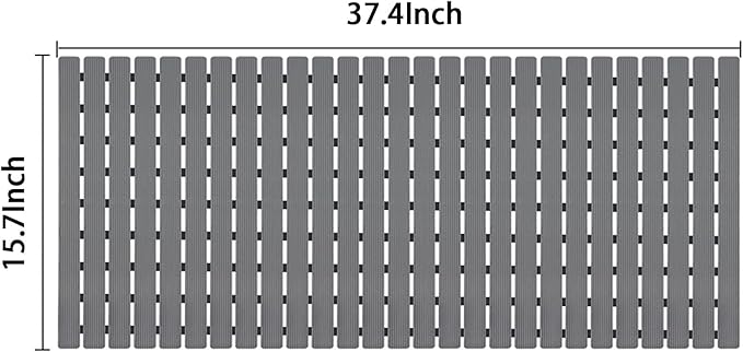 BEMISO Shower Mat Non Slip Bathtub Mat with Suction Cups and Drain Holes 37.4 x15.7 Inch Bath Mat for Tub & Shower.Easy Dry,Easy to Cut,Eco-Friendly