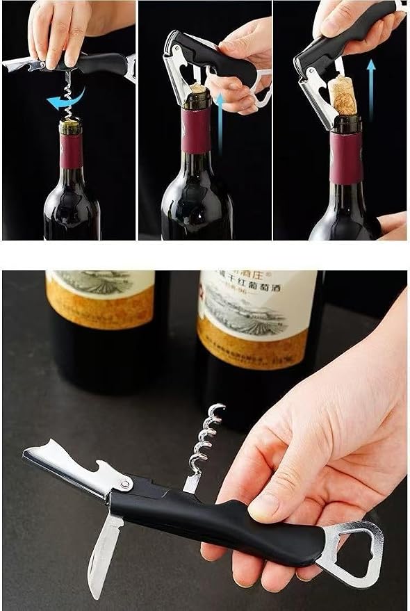 7-in-1 Multi-Function Bottle Opener, Kitchen Can Opener with Corkscrew, Jar Opener Bottle Opener and Can Opener for Weak hands, Seniors with Arthritis and Anyone with Low Strength