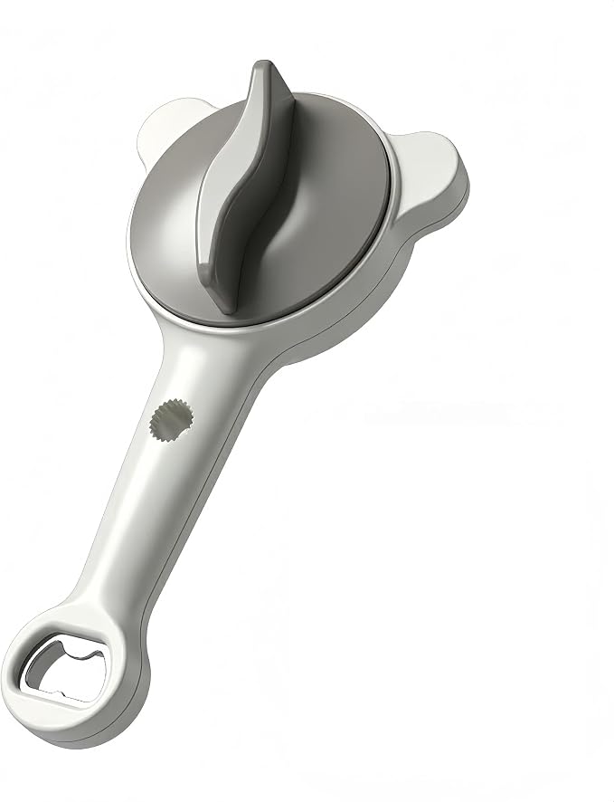 4-in-1 Multifunctional Can Opener & Jar Opener for Seniors - Non-Slip Bottle Opener with Adjustable Stainless Steel Lid Remover, Effortless Opening for Weak Hands, Compact Design for Kitchen (Grey)
