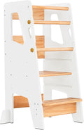 OCODILE Toddler Standing Tower - Adjustable Height Toddler Kitchen Stool Helper - Ideal Kids Kitchen Step Stool for Learning New Skills - Extra Secure with Safety Feet - White