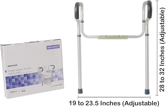 McKesson Toilet Safety Frame and Rail, Aluminum, Adjustable, 300 lbs Weight Capacity, 1 Count