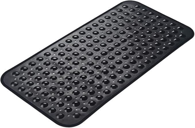 AmazerBath Bath Tub Mat, Medium Size 27.6 x 15 Inches Non-Slip Shower Mats with Suction Cups and Drain Holes, Bathtub Mats Bathroom Mats Machine Washable (Black)