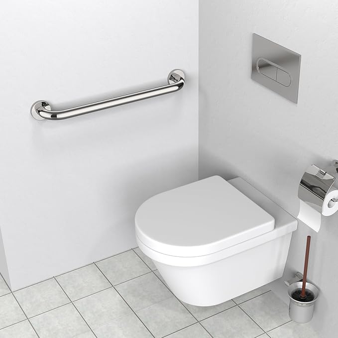 2 Pack 24 Inch Shower Grab Bar, ZUEXT Chrome Stainless Steel Bathroom Grab Bar Handle, Bathroom Shower Balance Bar, Safety Hand Rail Support, Handicap Elderly Senior Assist Bath Handle(1.25" Diameter)