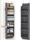 Lifewit 1 Pack Over the Door Organizer, 6 Section Clear Window Hanging Storage with 4 Side Pockets, Sturdy Anti Tilt 40 lbs Load Behind Door for Closet, Bedroom, Bathroom, Nursery, Dorm, Dark Gray