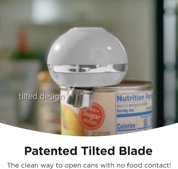 Kitchen Mama Mini Electric Can Opener Smooth Edge: Opens Can with One Press - Ultra-Compact, Portable, Hands-Free, Safe, Cordless, Seniors with Arthritis, Automatic, Battery Operated Appliance (White)