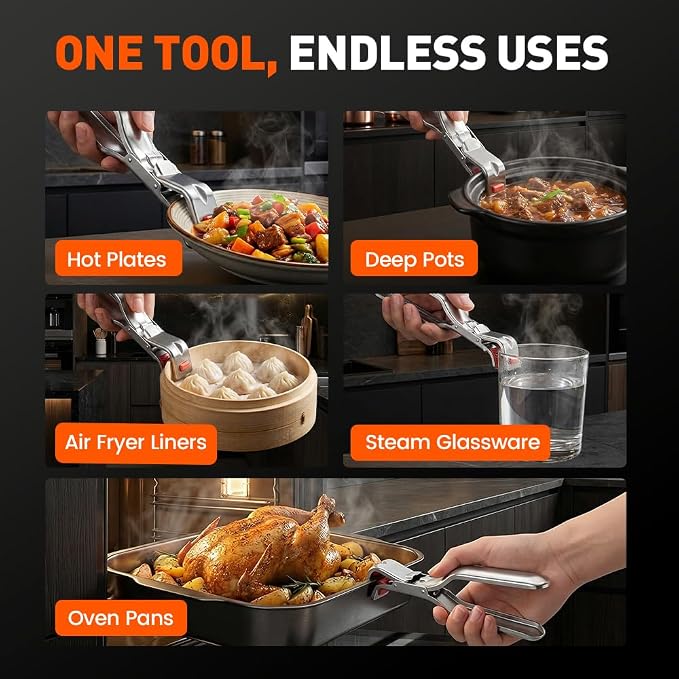 Hot Plate Grippers, 2026 Upgraded Multi Purpose Hot Plate Gripper, Anti-Scald Bowl Dish Grippers for Kitchen (1 PCS)