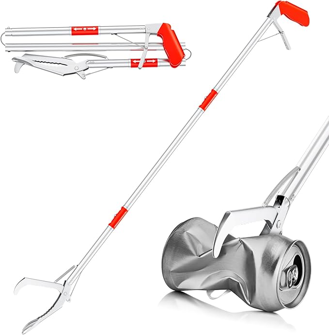 Grabber Reacher Tool, 50" Foldable Extra Long Grabber for Elderly Reaching Tool Heavy Duty Pickup Trash Picker Upper Equipment Fire Tongs Snake Grabber