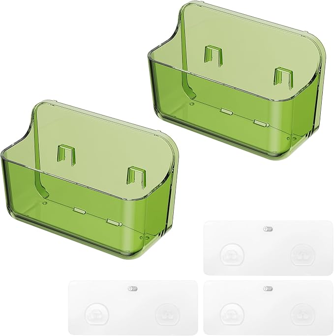 Diesisa 2pc Acrylic Wall Mount Organizer, Adhesive Cabinet Door Organizer,Acrylic Bathroom Shelves for Wall,No Drilling Hang Walls,with Self Adhesive Tape, for Bathroom, Kitchen, Living Room-Green