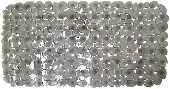 iDesign Pebblz Suction Non-Slip Bath Mat for Shower, Bathtub, Stall, 26" x 13.5", Gray
