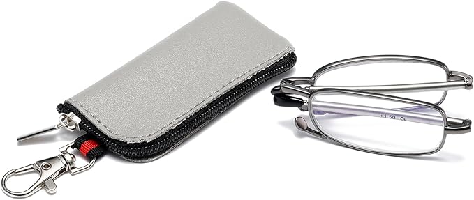 Folding Reading Glasses for Men Women, Keychain Compact Readers Blue Light Portable Pocket Eyeglasses