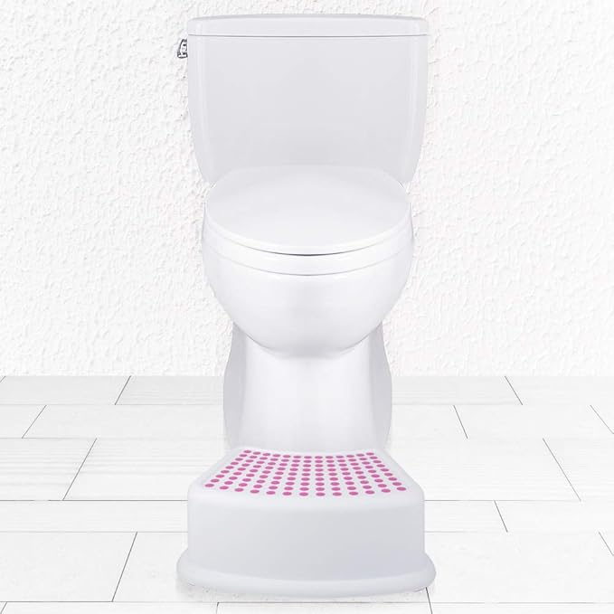 Step Stool for Kids (2 Pack), Toddlers Stool for Potty Training, Bathroom, Kitchen, Bedroom, Toy Room and Living Room. Toilet Stools with Soft Anti-Slip Grips for Safety, Stackable (Pink)